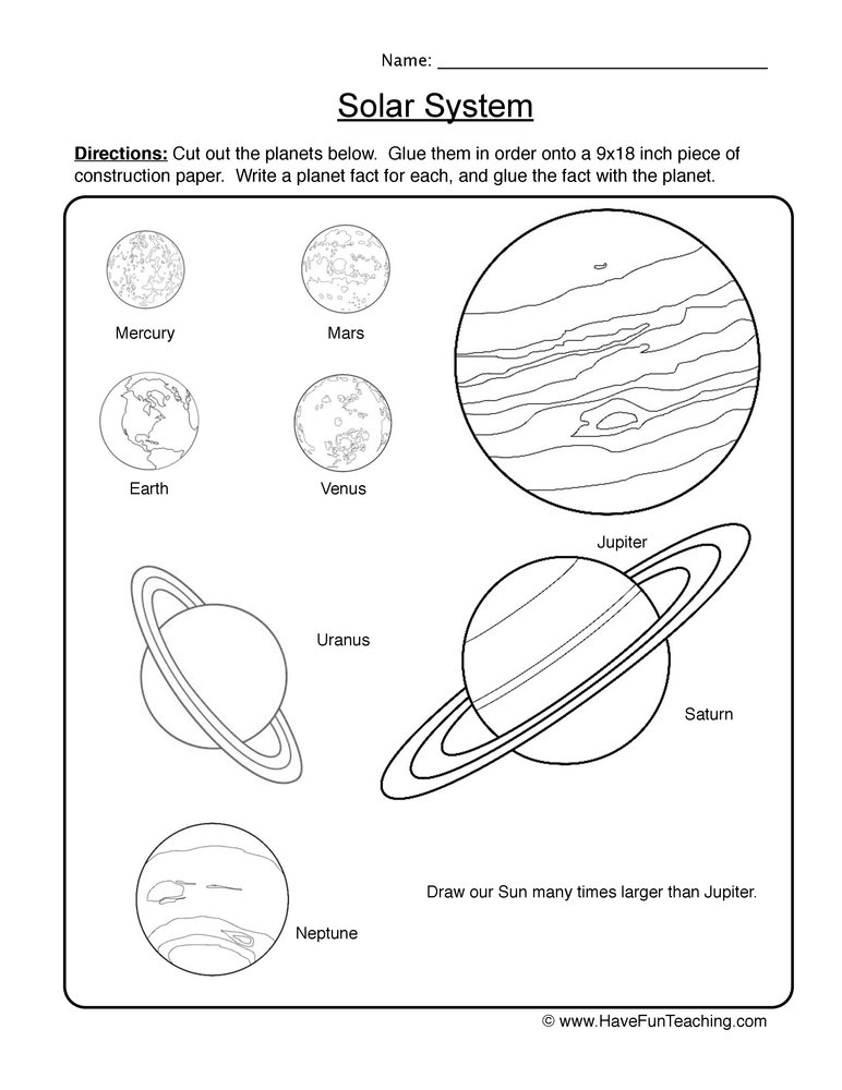 planets clipart order worksheet