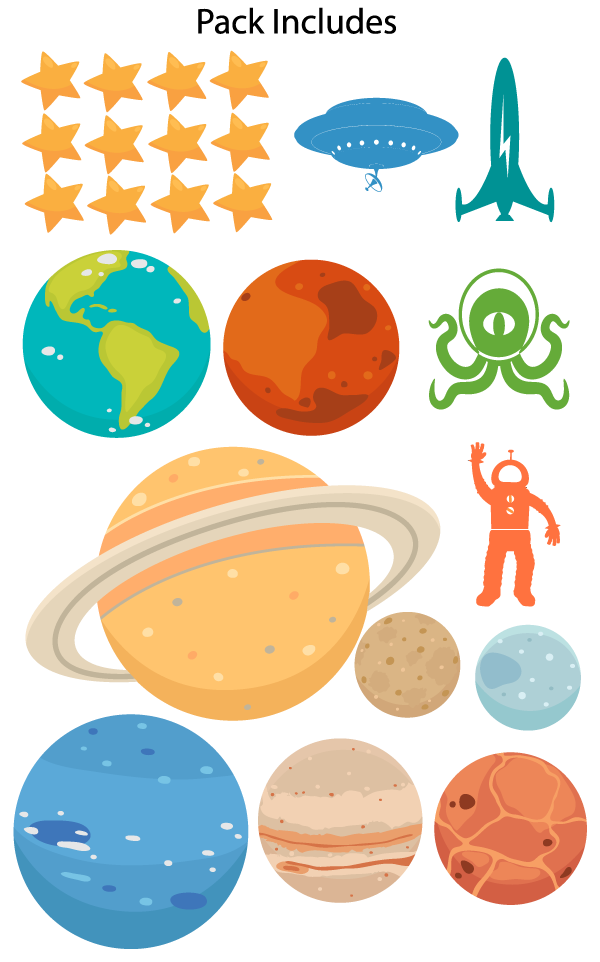 planets clipart space theme