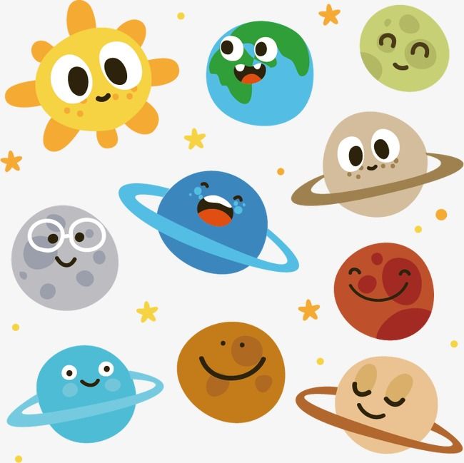 Planeten clipart cartoon. Sun and nine planets