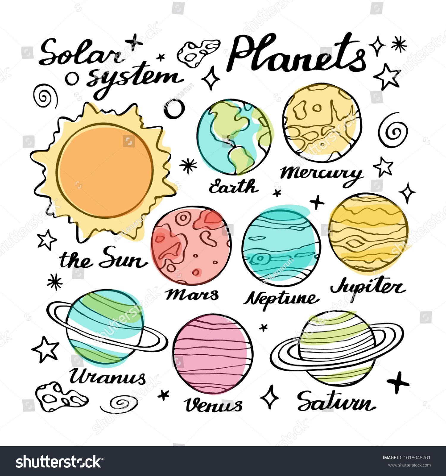 planets clipart drawn
