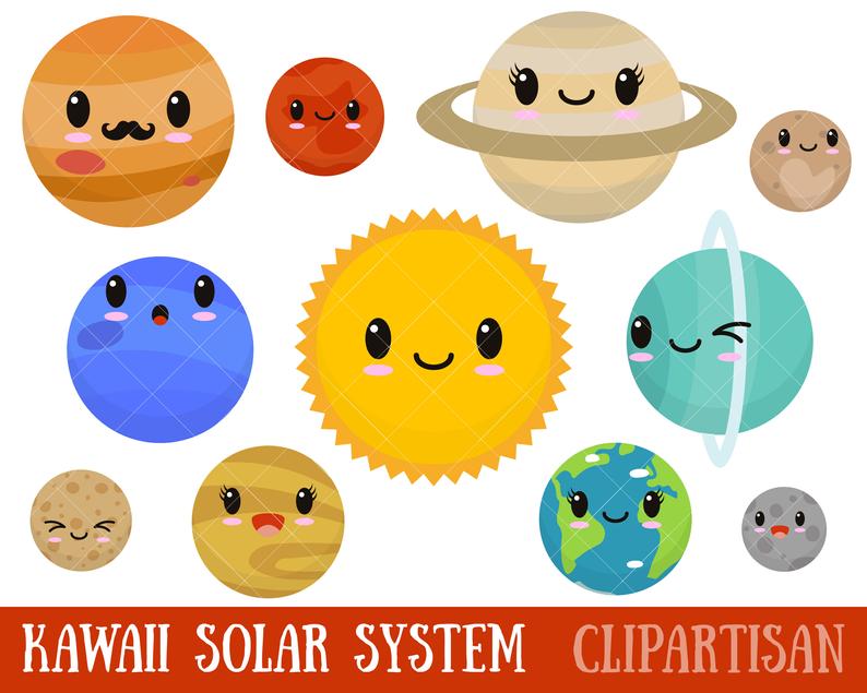 planets clipart kawaii