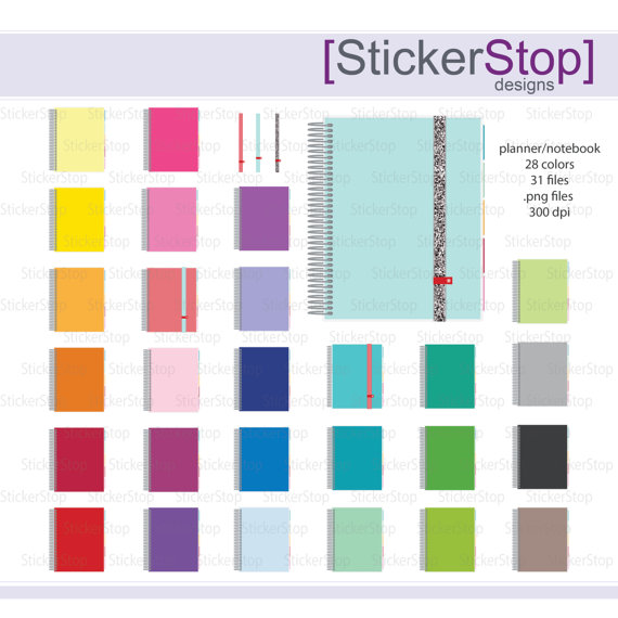 Notebook colors png . Planner clipart digital
