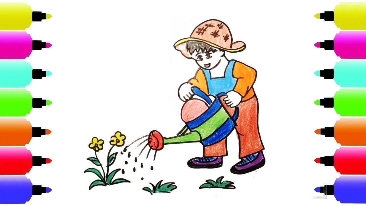 Planting clipart draw. How to a boy