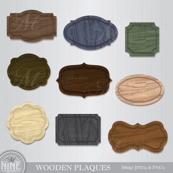 Plaque clipart clip art. Wooden plaques digital instant