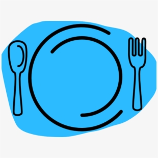 Plate clipart blue plate. Dinner fork knife spoon