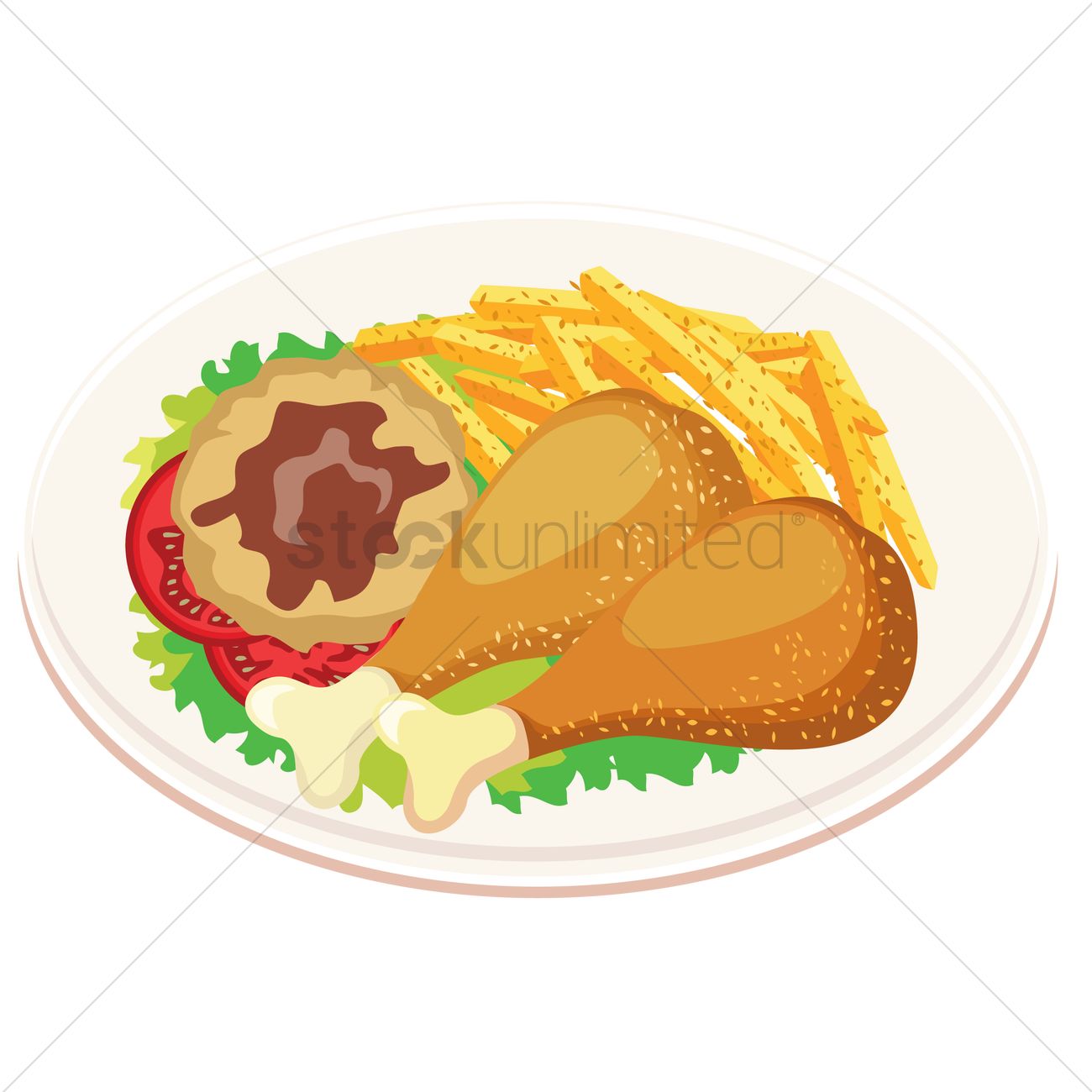 plate clipart chicken potato
