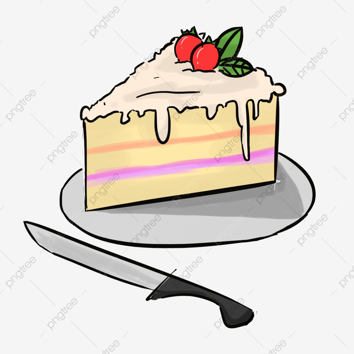 Hand painted cake food. Plate clipart color