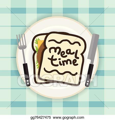Clip art vector stock. Plate clipart meal time