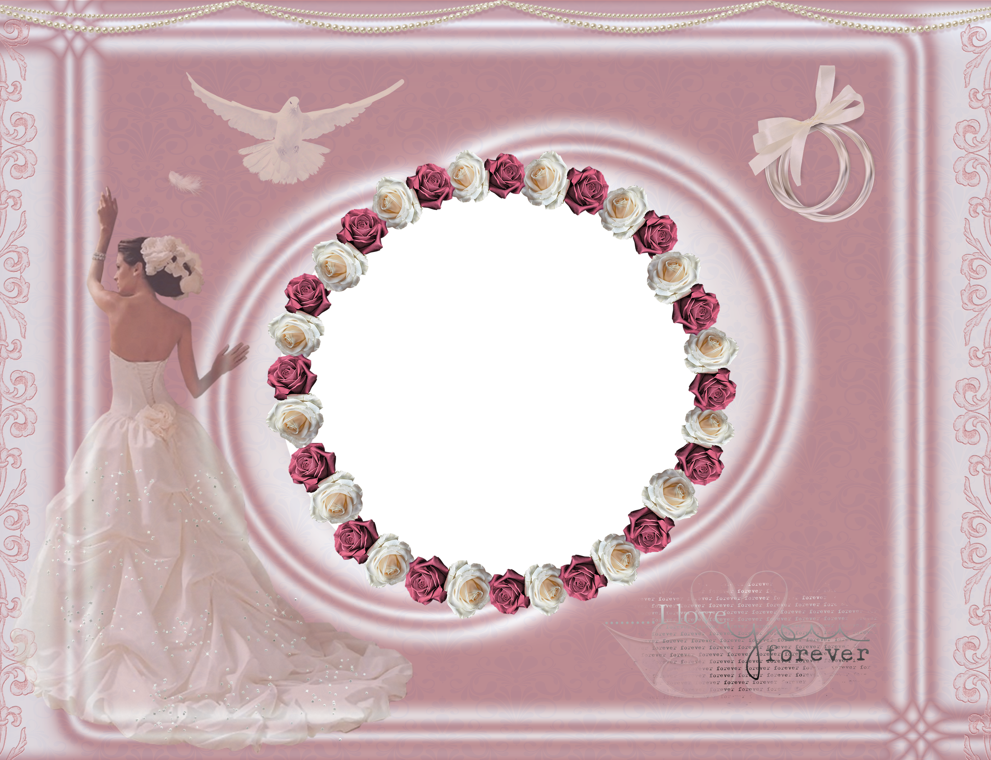 Pink transparent frame with. Plate clipart wedding