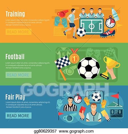 Vector illustration soccer banner. Play clipart football training
