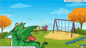 Playground clipart background. A flying dragon and