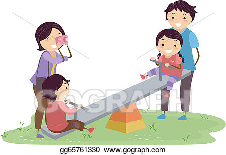 Playground clipart family. Vector stock stickman in
