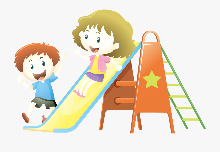 Child slide kids in. Playground clipart illustration