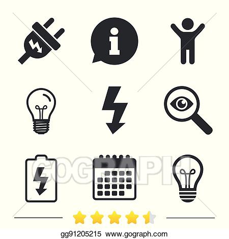 Vector art electric sign. Plug clipart light