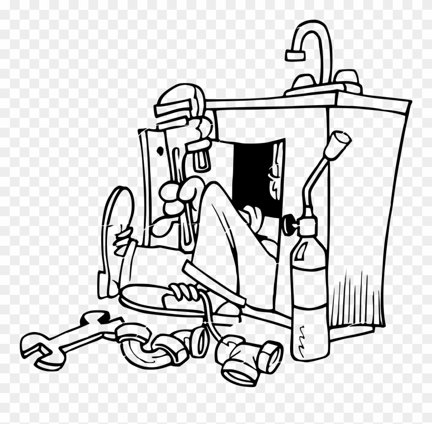 plumber clipart black and white
