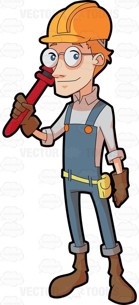 A male worker holding. Plumber clipart construction