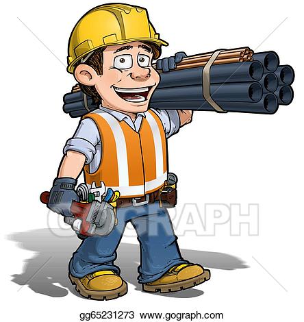 Plumber clipart construction. Stock illustration worker 