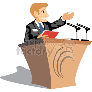 Cartoon speaking at the. Podium clipart politician