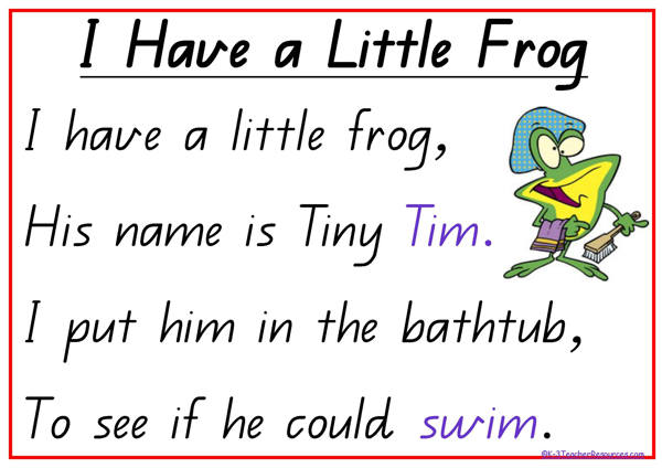 poem clipart i have a little frog