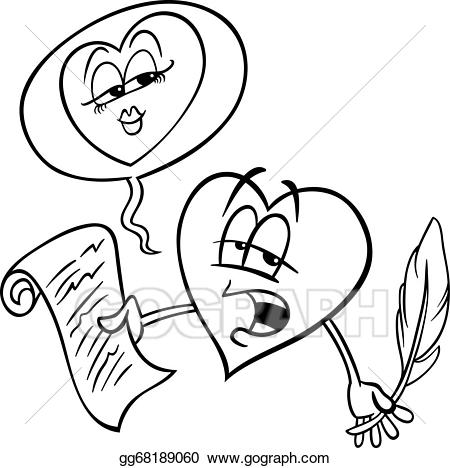 Vector art heart reading. Poem clipart love poem