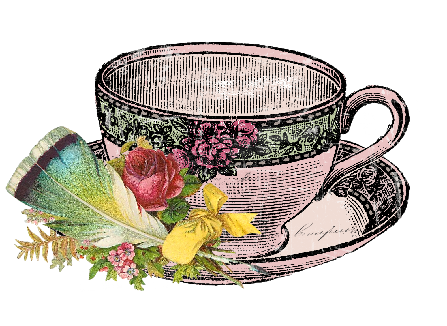 Papirolas coloridas romanticismo high. Poem clipart tea time
