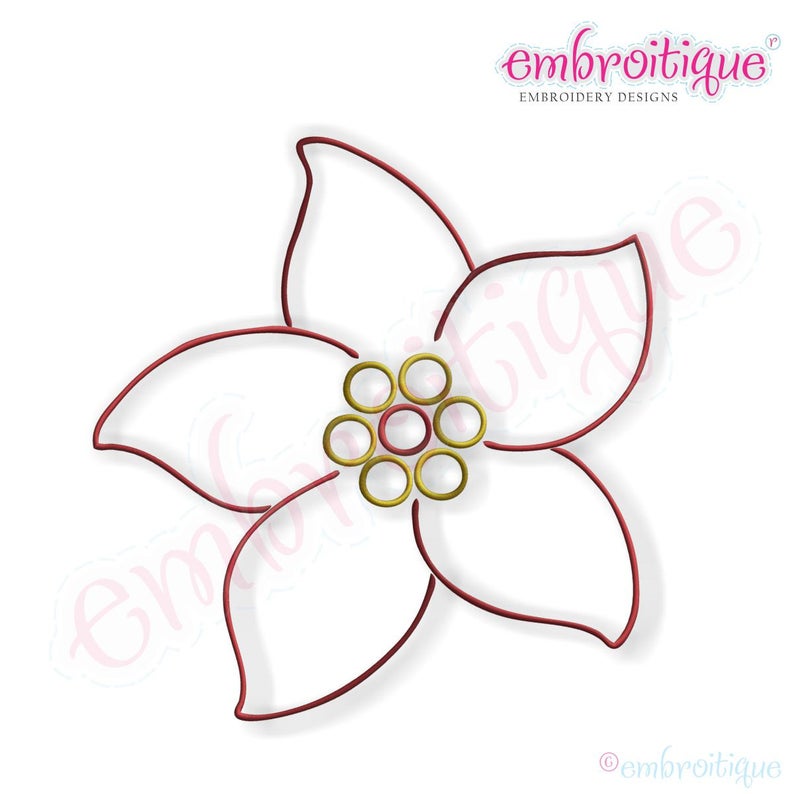 Poinsettia clipart simple. Christmas embroidery design holiday