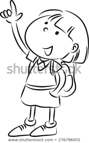 Girl portal . Pointing clipart black and white