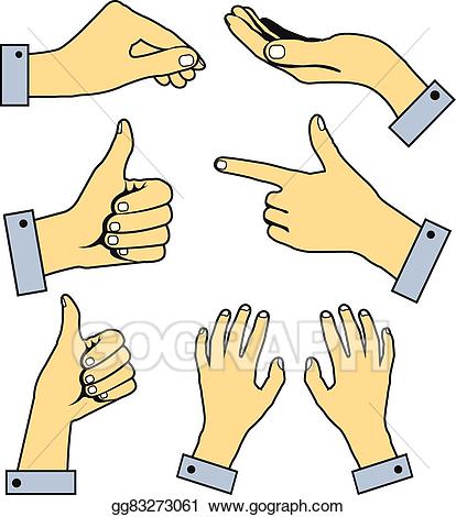 Vector set of hands. Pointing clipart human