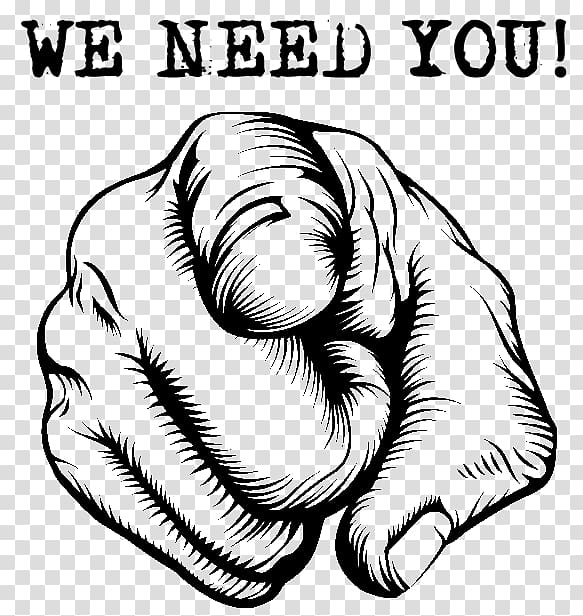 Pointing clipart i want you. Black and white hand