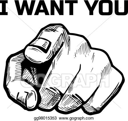 Vector art hand finger. Pointing clipart i want you