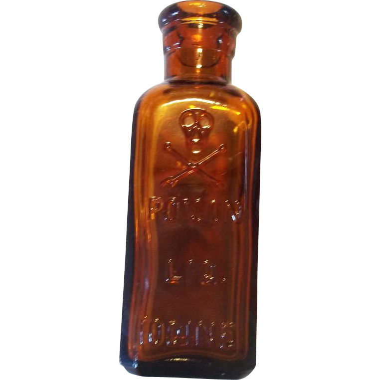 Amber brown glass iodine. Poison bottle png