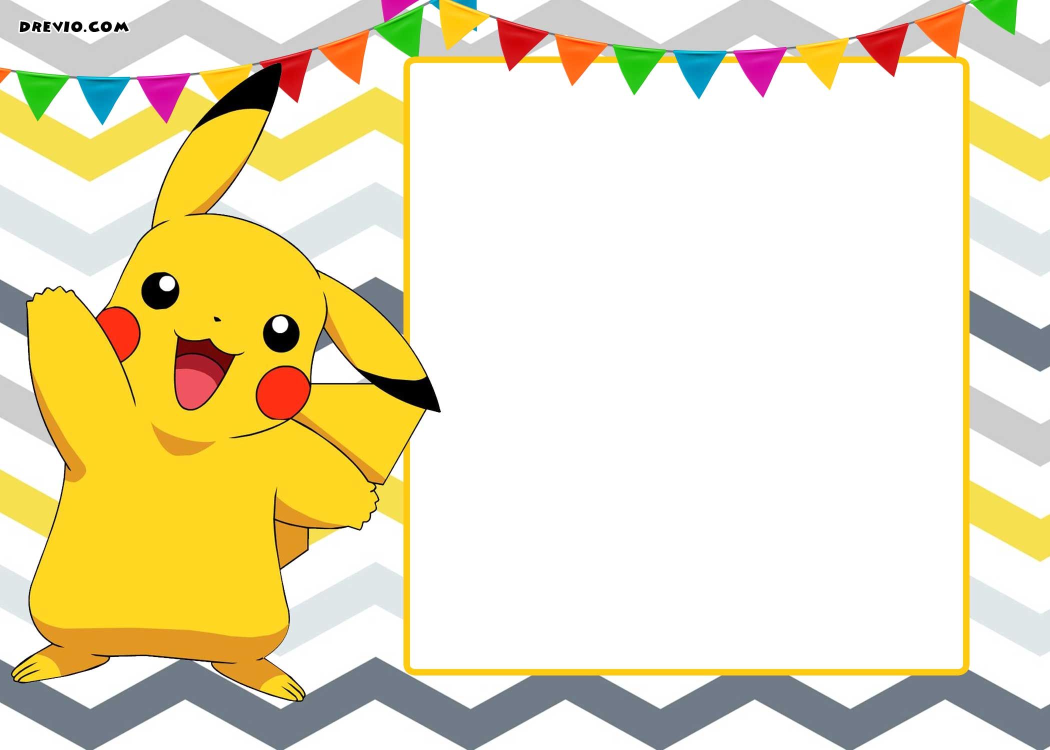 Pokemon clipart template. Free printable invitation templates
