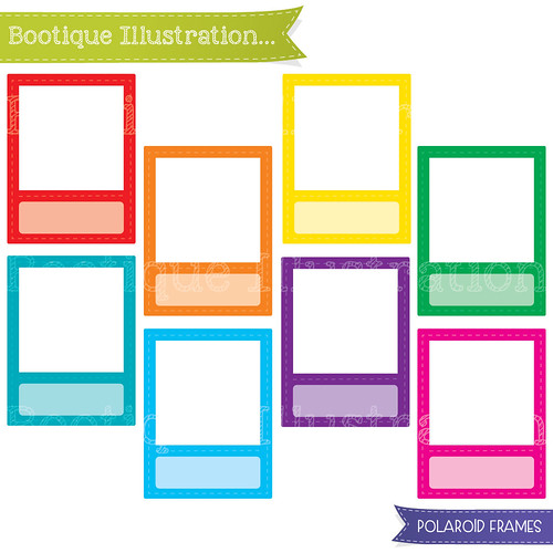 Polaroid clipart jpeg. Frames set rainbow digial
