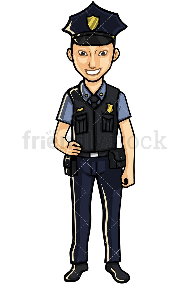 Asian officer vector illustrations. Police clipart career