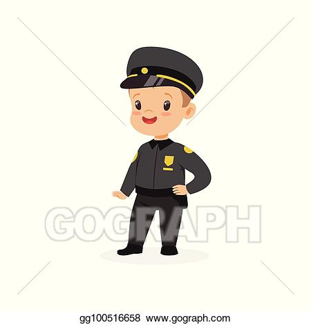 Policeman clipart kindergarten. Vector boy dream of