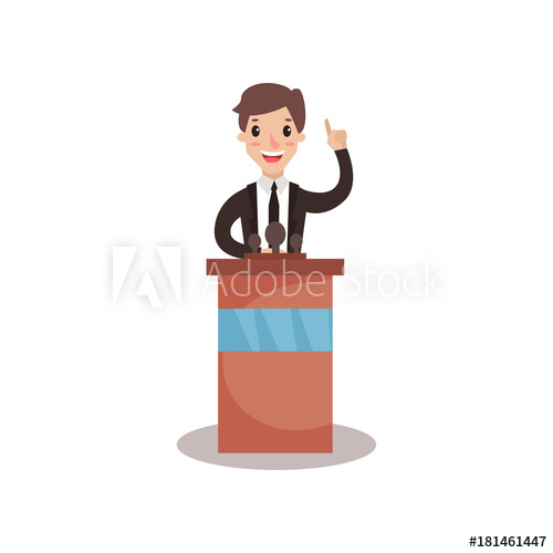 Businessman or character standing. Politician clipart politician speech