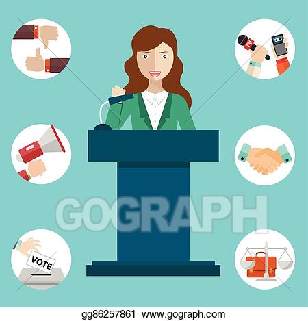 Vector illustration woman having. Politician clipart politician speech