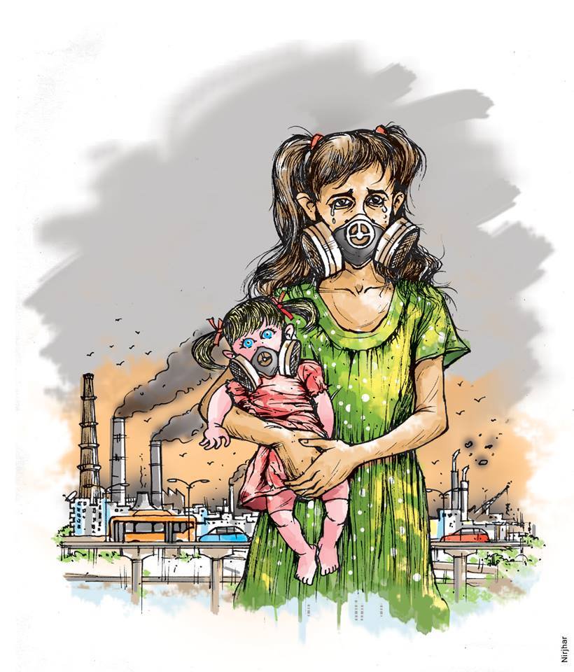 pollution clipart drawing delhi