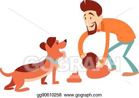 Vector stock cleaning its. Poop clipart man