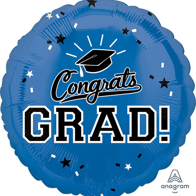 Congrats grad circle . Pop clipart blue balloon