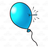 Popping with a pin. Pop clipart blue balloon
