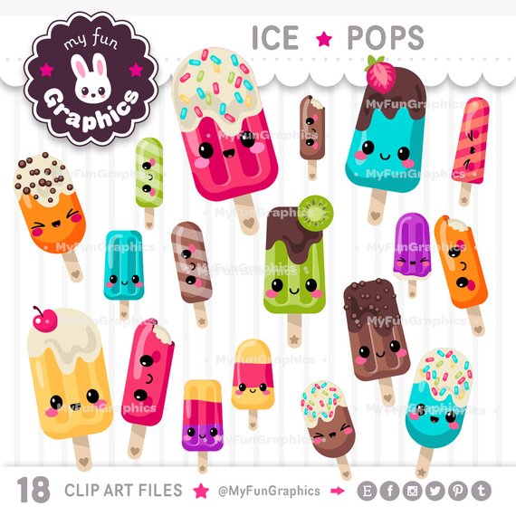 Ice pops kawaii clip. Pop clipart cute