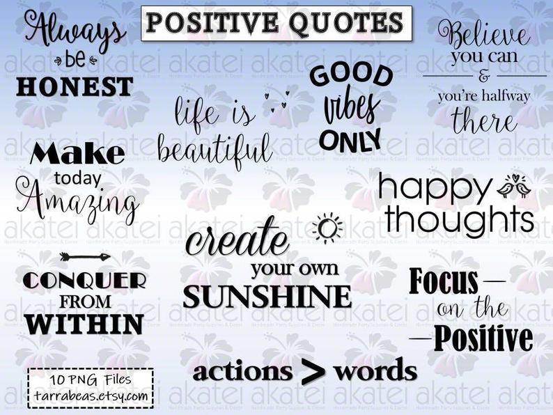 Positive clipart positive message. Quotes themed phrases sayings