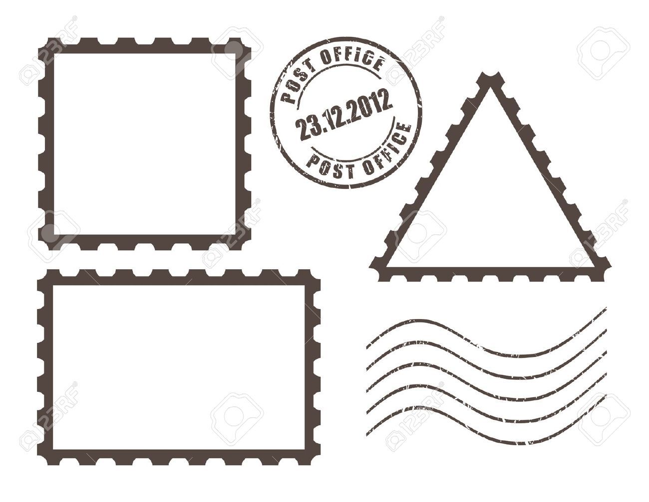 postcard clipart stamp outline