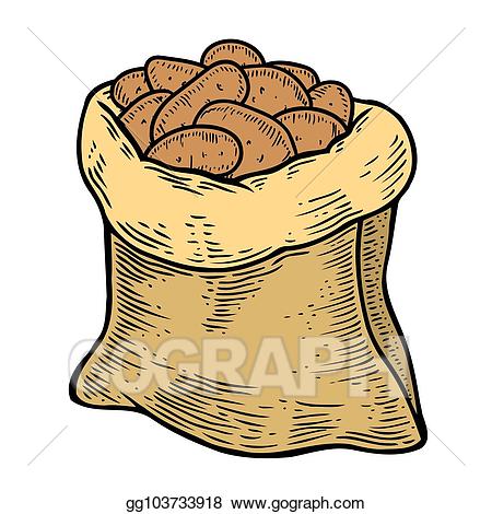 Potato clipart sack potato. Eps illustration burlap full