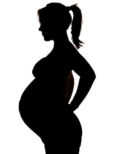Pregnant woman silhouette peer. Pregnancy clipart
