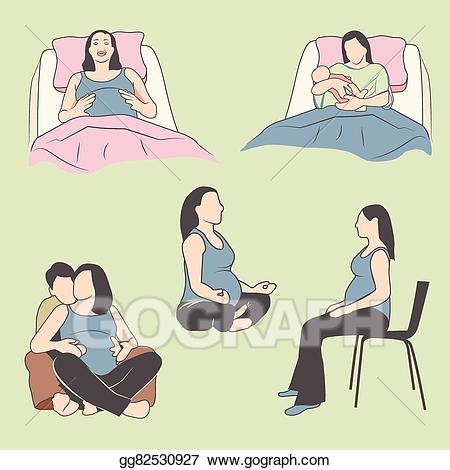 Vector art pregnant exercise. Pregnancy clipart birthing