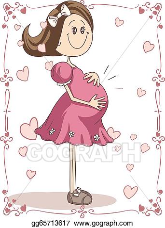 Pregnancy clipart cute pregnancy. Vector art cartoon eps
