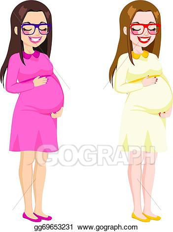 Pregnancy clipart full belly. Eps vector body pregnant