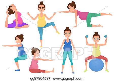 Pregnancy clipart pregnant exercise. Vector young woman meditation